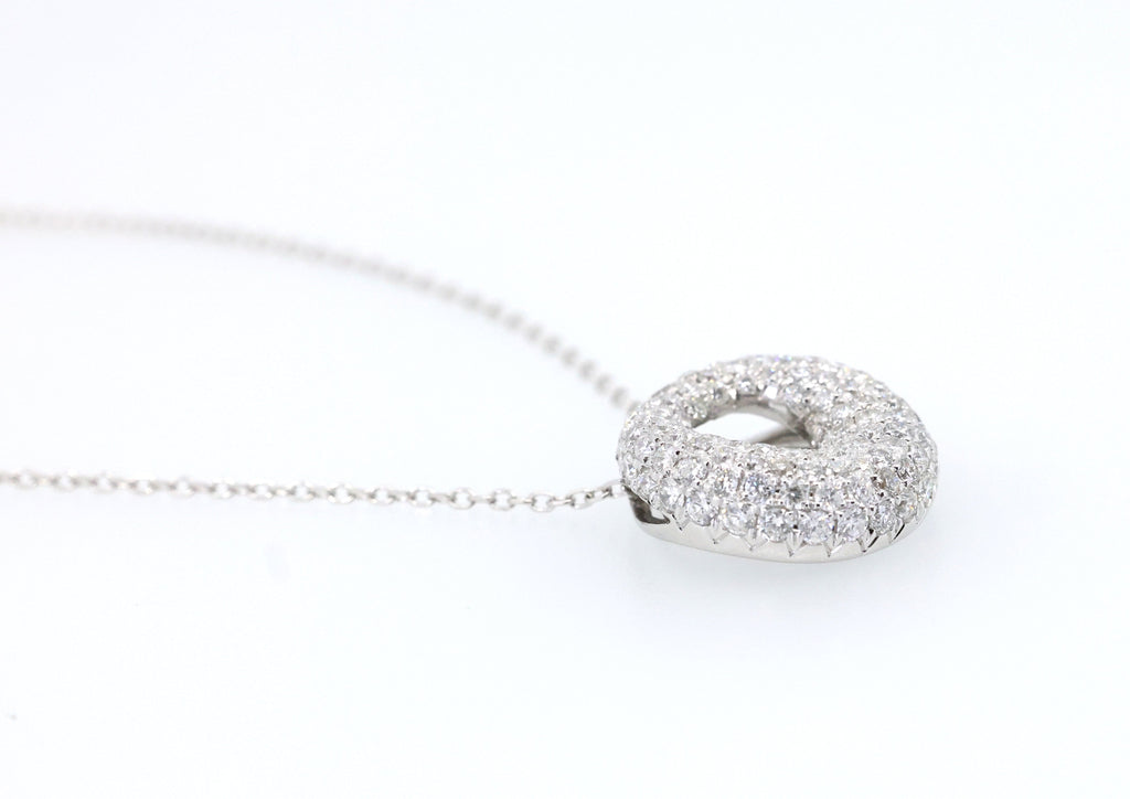 14k White Gold 2.25CT Doughnut Necklace 6.5g, S17107