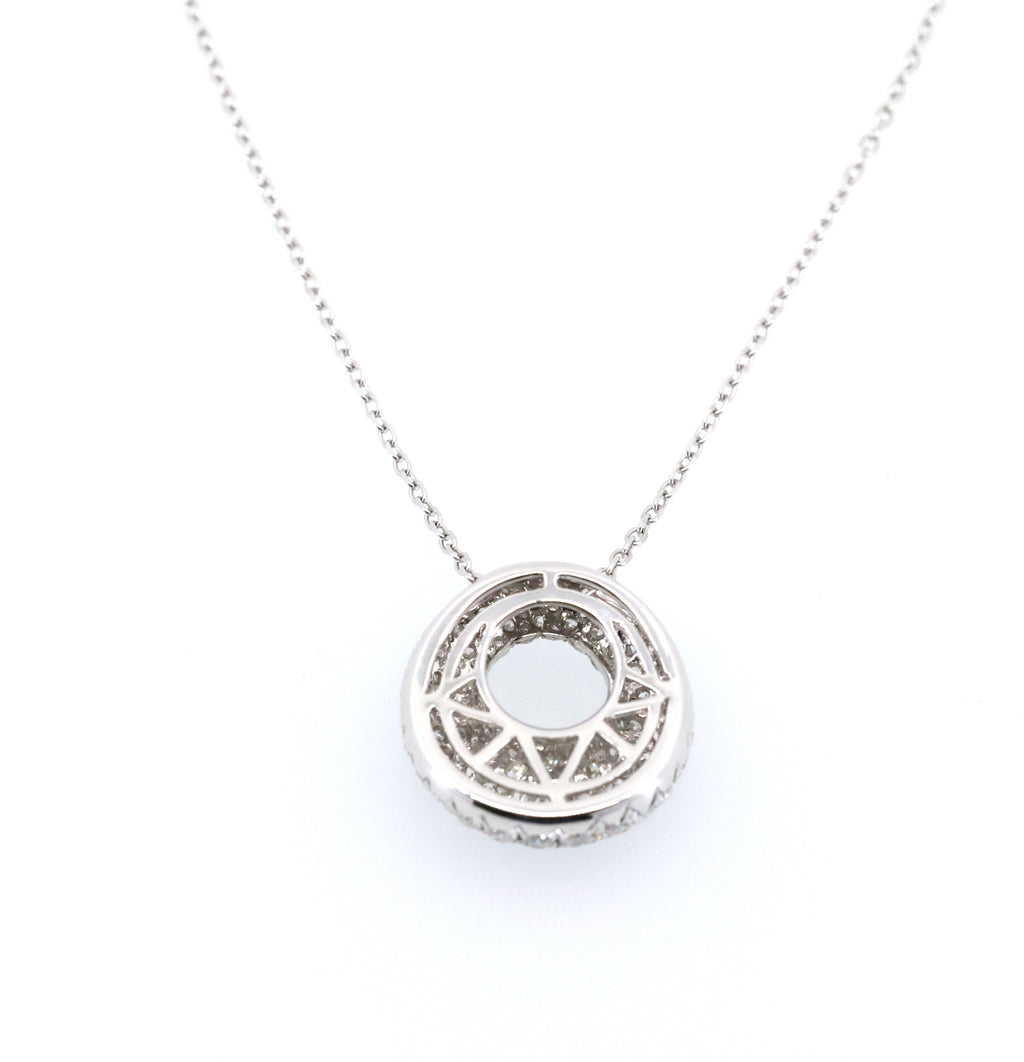 14k White Gold 2.25CT Doughnut Necklace 6.5g, S17107