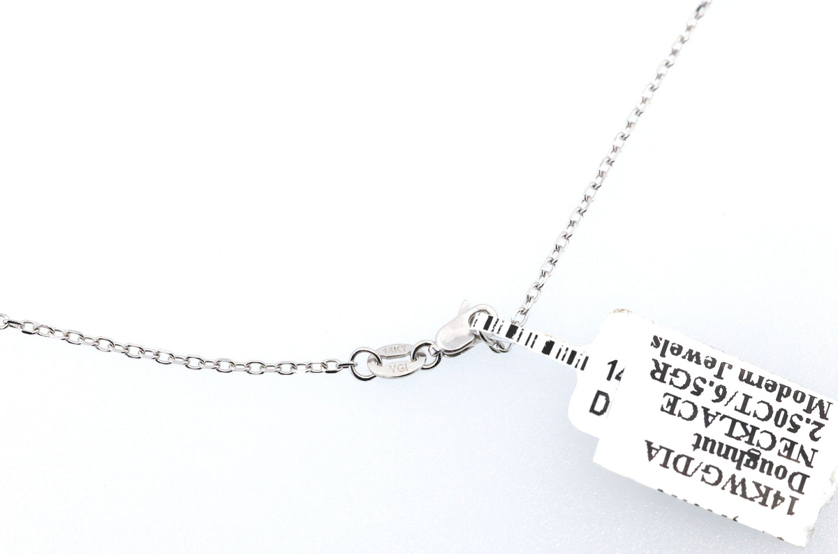 14k White Gold 2.25CT Doughnut Necklace 6.5g, S17107