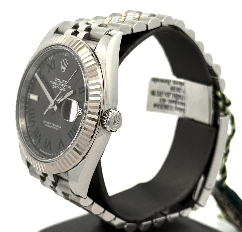 Pre-Owned Rolex Datejust 41mm Stainless Steel Watch 126334 Gold Fluted bezel S16463