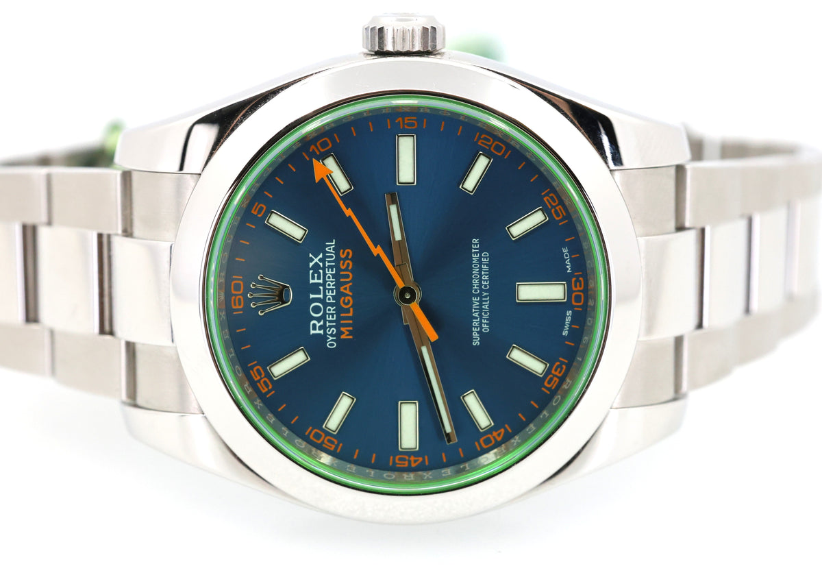 Pre-owned Rolex Milgauss 40mm Blue Dial Men's Watch 116400GV, S109126