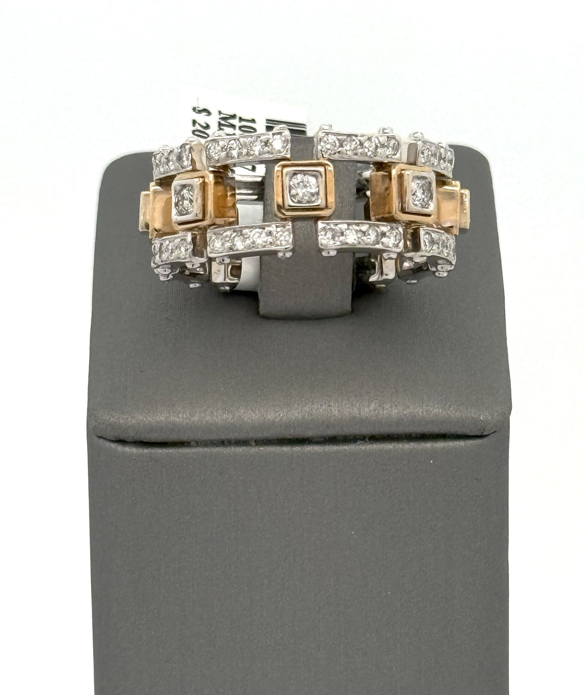 14k Two Tone Gold 1.75 CT Diamond Men's Band Ring, 13.0gm, Size 11.25, S108577