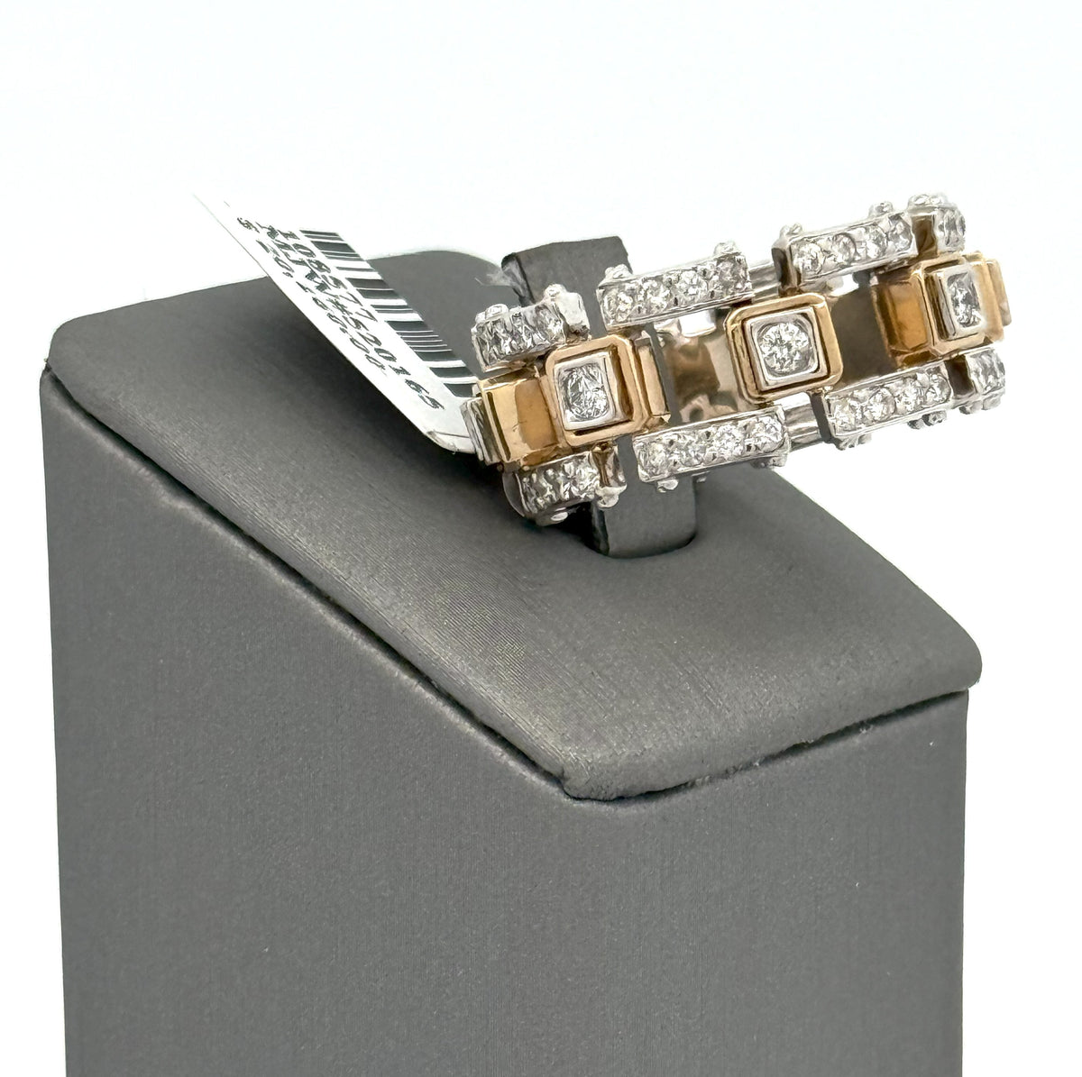 14k Two Tone Gold 1.75 CT Diamond Men's Band Ring, 13.0gm, Size 11.25, S108577