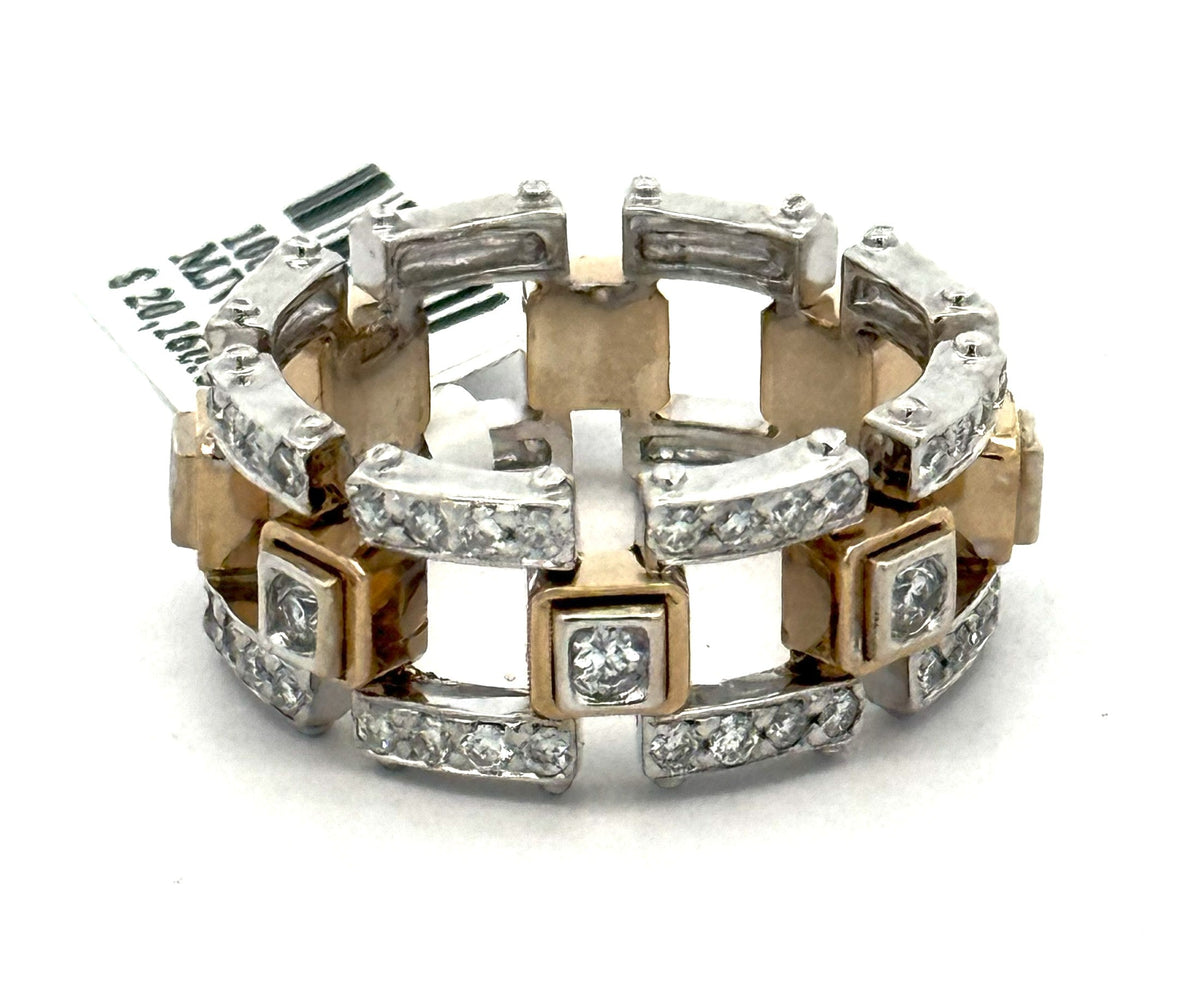 14k Two Tone Gold 1.75 CT Diamond Men's Band Ring, 13.0gm, Size 11.25, S108577
