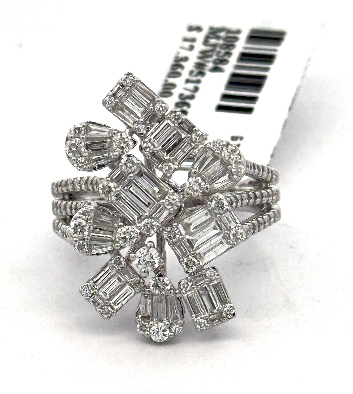 14k White Gold 1.75CT Baguette & Round Cut Diamond Ladies Ring, S108584
