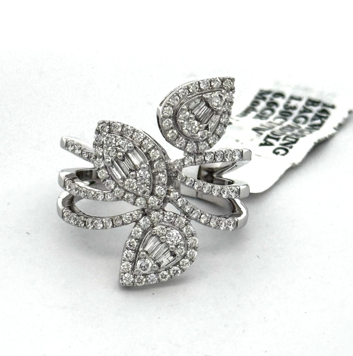 14k White Gold 1.05CT Baguette & Round Cut Diamond Ladies Ring, S108585