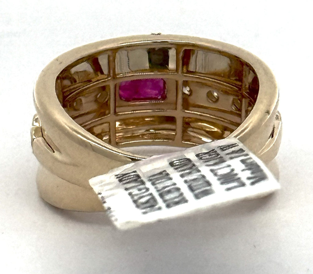14k Yellow Gold Ladies 0.75 CT Diamond & Ruby Ring, 6.1gm, Size 7, S108581