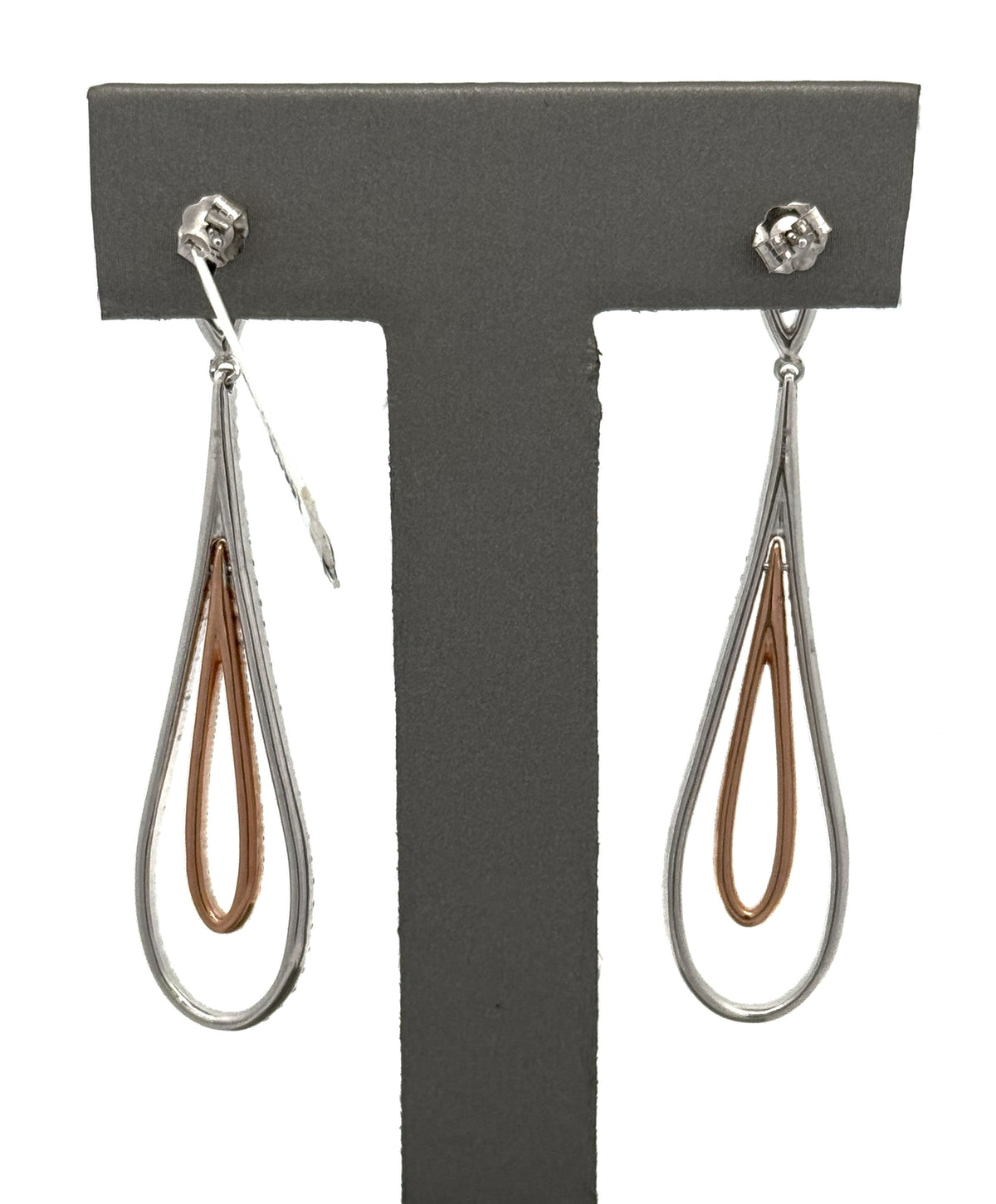 14k White & Rose Gold 2.25 CT Diamond Drop Style Earrings, 7.8g, S16690