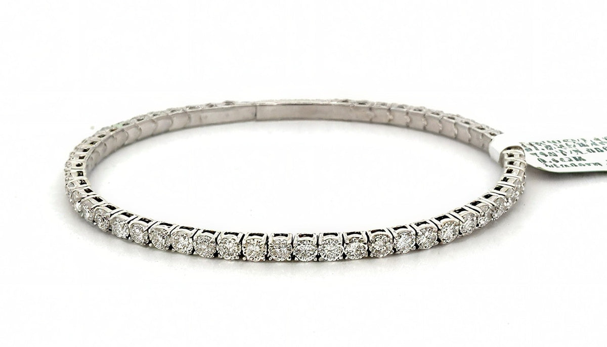 14k White Gold 5.00CT Diamond Flexible Bangle Bracelet, 8.6g, S108657
