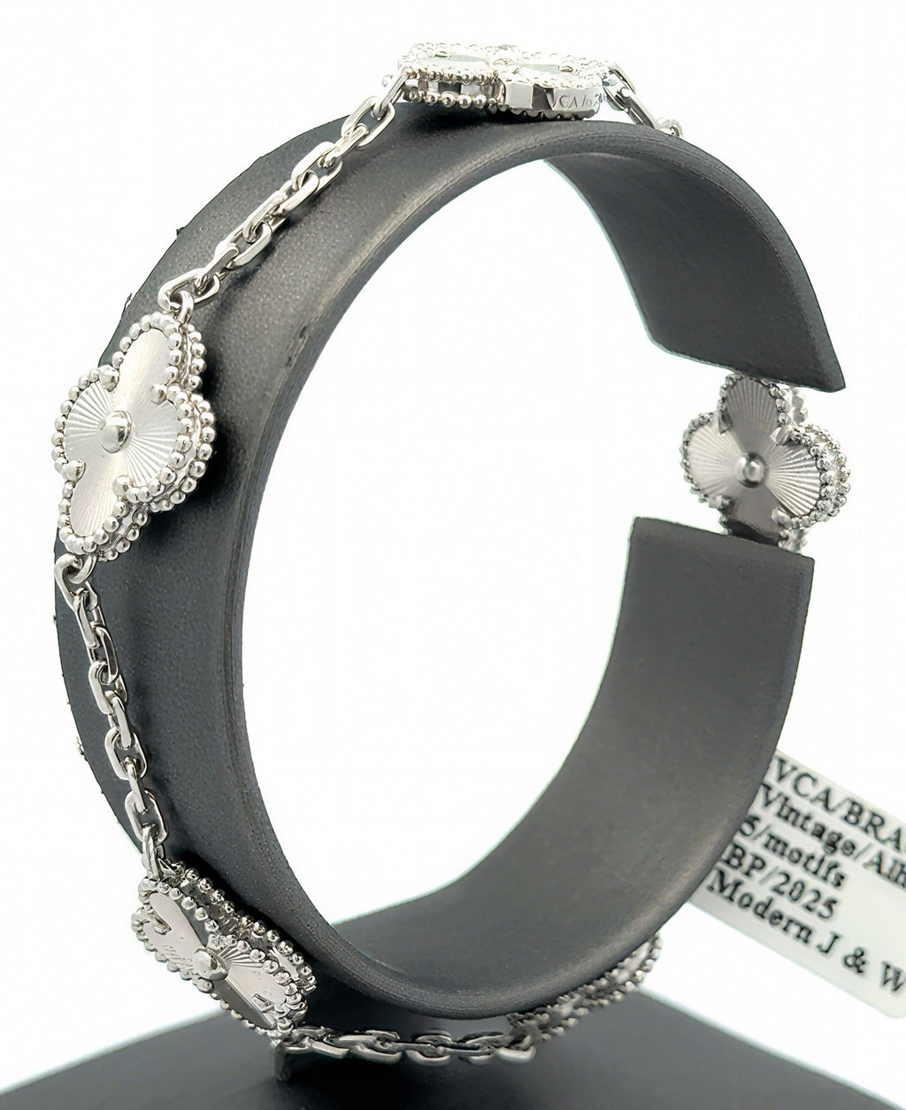 Van Cleef & Arpels Vintage Alhambra Bracelet, 5 motifs, 18k White Gold, 19.4 g