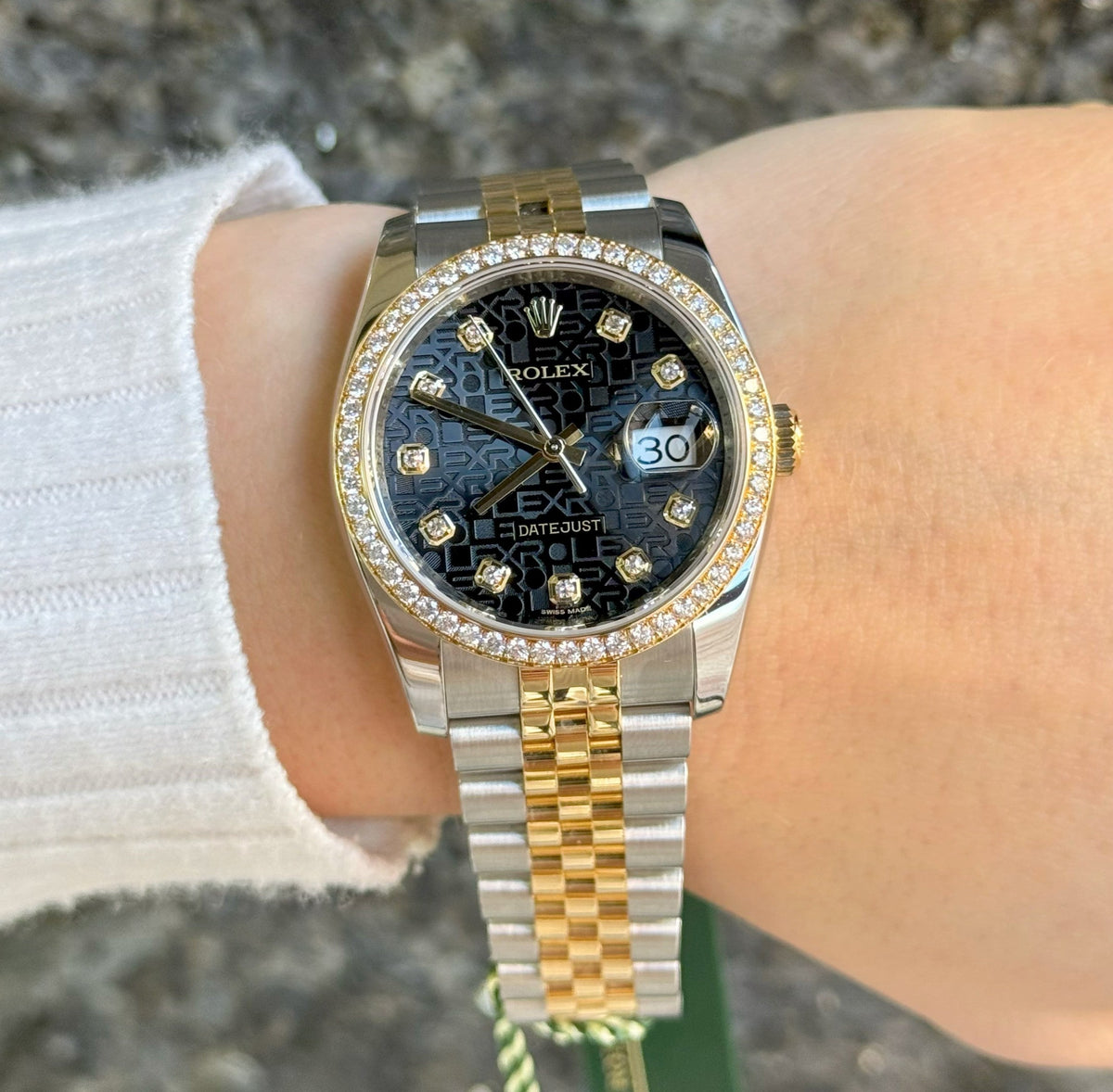 Rolex 116243 Datejust-36 Jubilee Diamond Dial & Diamond Bezel Box /Card Full Set