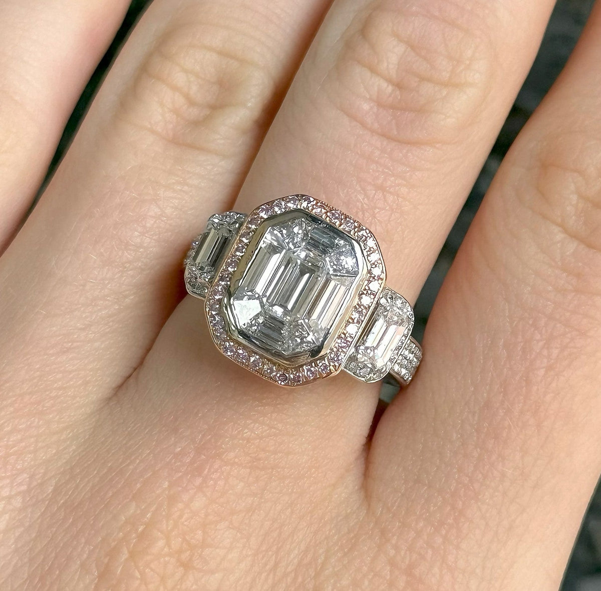 Simon G. 18k Rose & White Gold Ladies 2.50CT Diamond Ring, 9.5g, Size 7.5 S108677