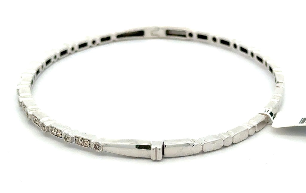 Solid 10k White Gold 0.50CT Diamond Bangle Bracelet, 7.5g, S16746
