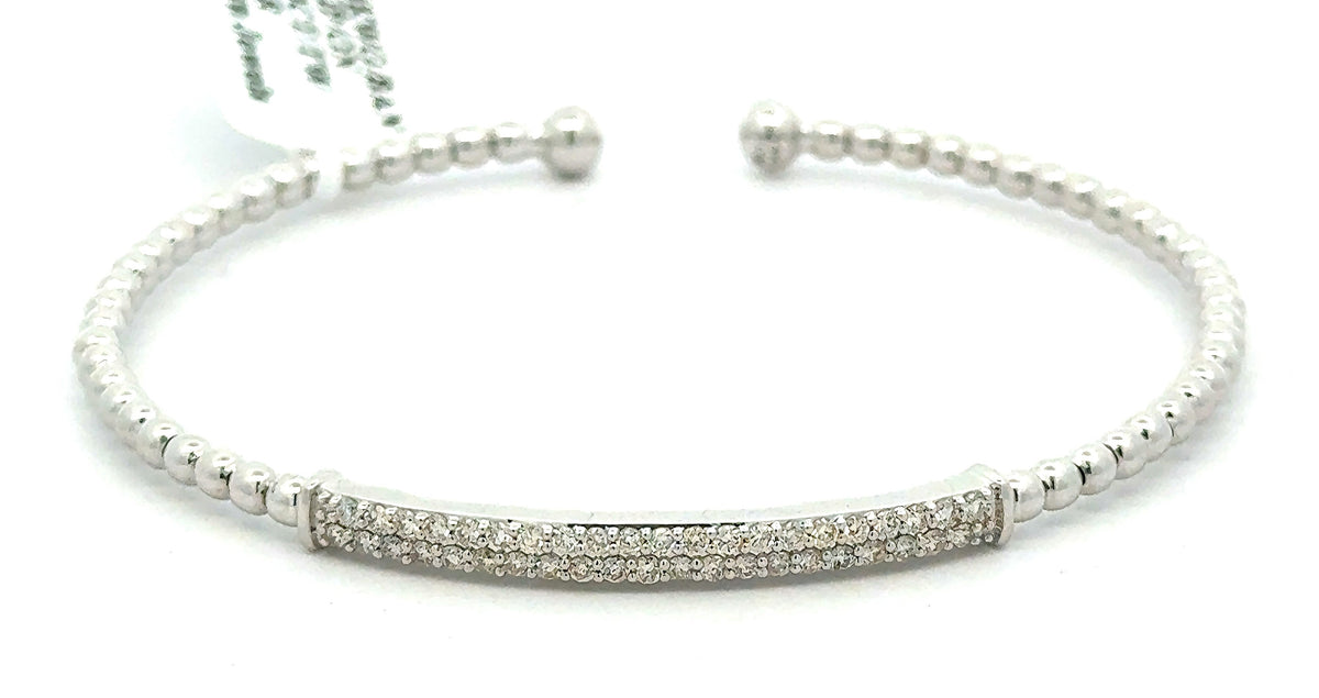 14k White Gold 0.60 CT Diamond Ladies Slip-On Bangle, 6.4 g, S16745