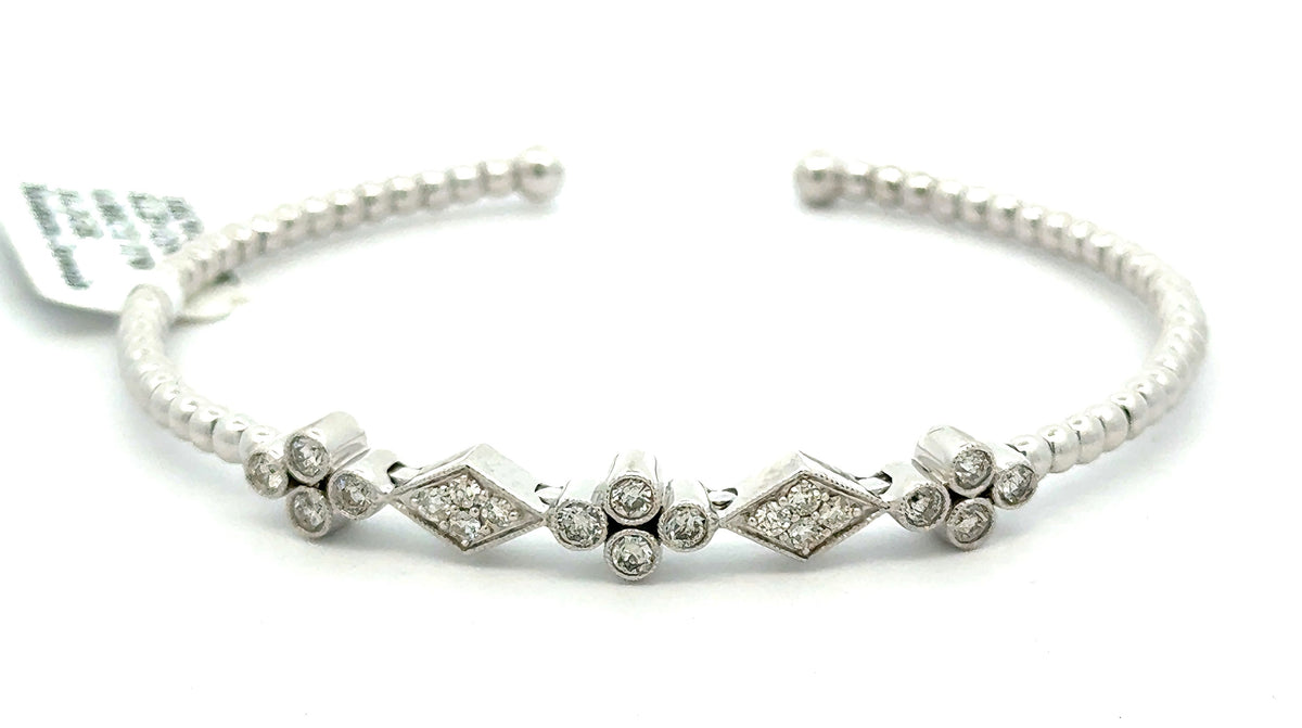 10k White Gold Slip-On Bangle Bracelet, 10.2G,  0.80CT Diamonds, S16744