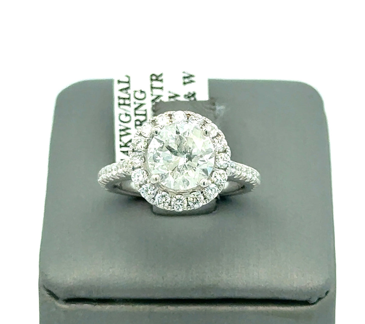 14k White Gold 3.00 CT Halo Diamond Engagement Ring, 4.7g, Size 5.25, S108708