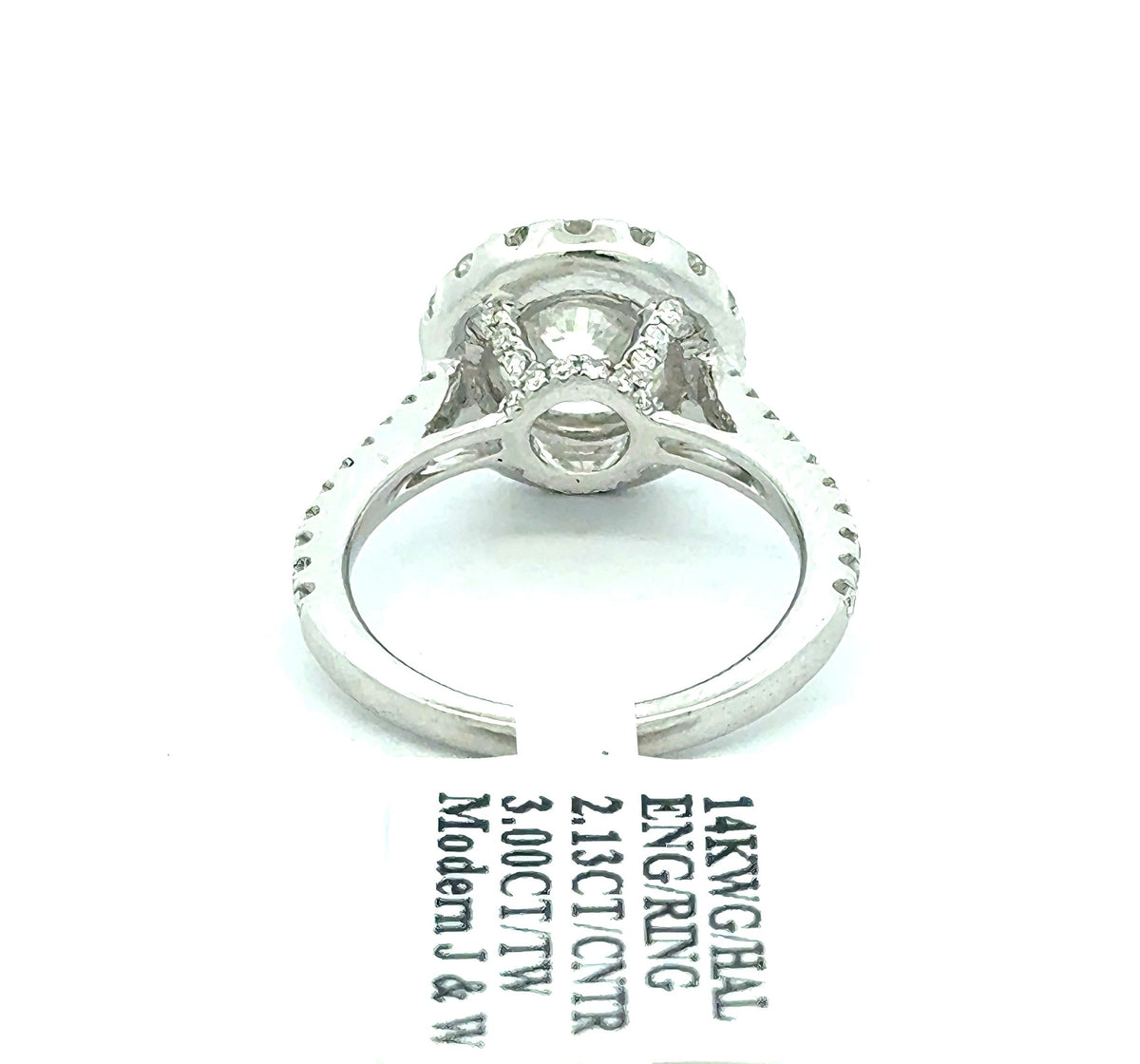 14k White Gold 3.00 CT Halo Diamond Engagement Ring, 4.7g, Size 5.25, S108708
