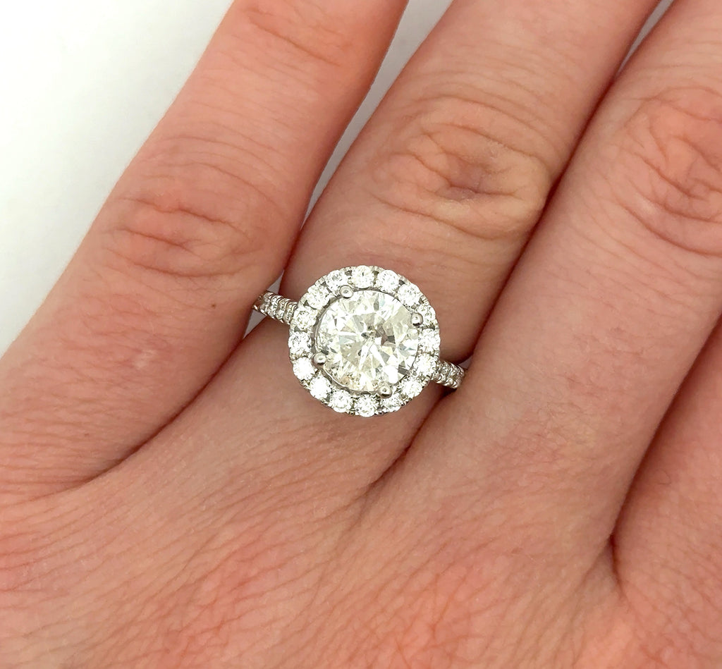 14k White Gold 3.00 CT Halo Diamond Engagement Ring, 4.7g, Size 5.25, S108708