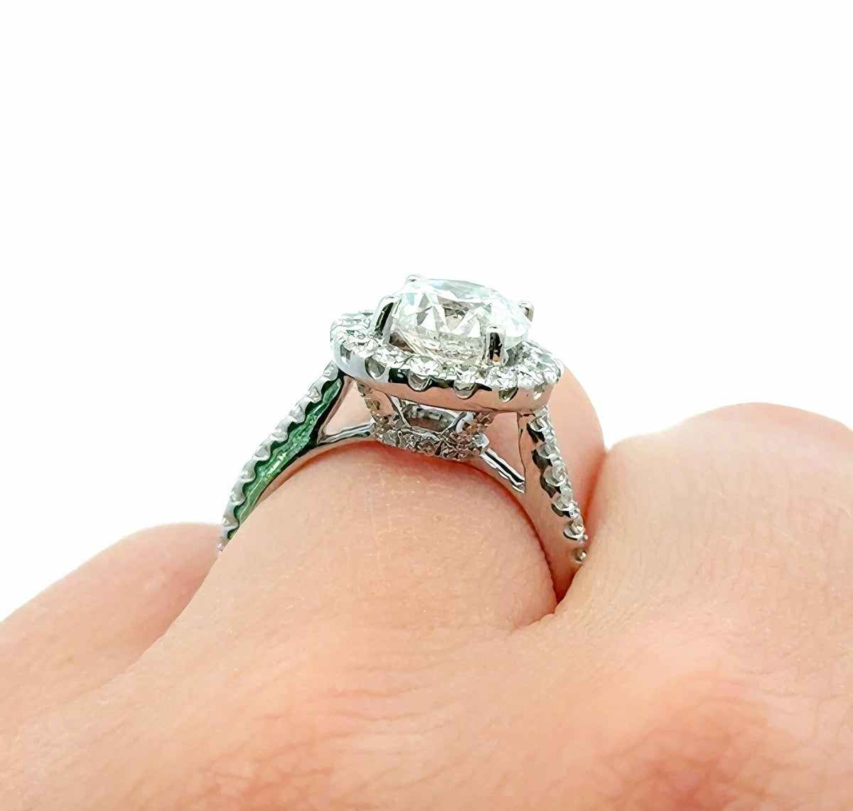 14k White Gold 3.00 CT Halo Diamond Engagement Ring, 4.7g, Size 5.25, S108708