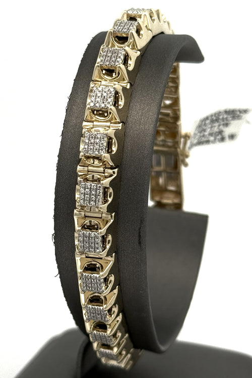 10k Yellow Gold 2.25CT Round Diamond Tennis Men's Bracelet, 8", S108758