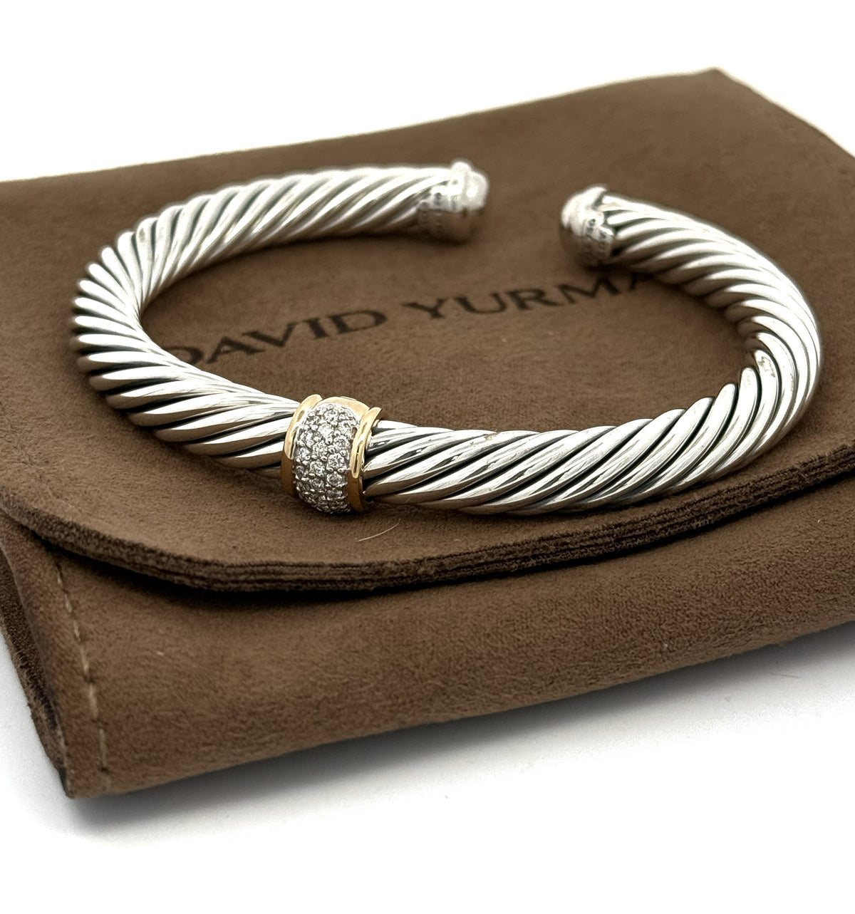 David Yurman Silver & 18k Yellow Gold Lady Cable Classic Station Bracelet