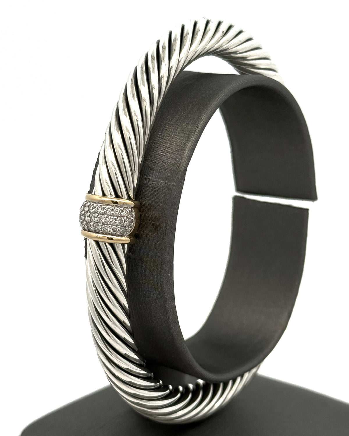 David Yurman Silver & 18k Yellow Gold Lady Cable Classic Station Bracelet
