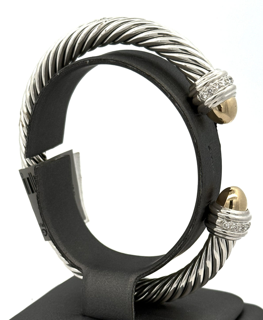 David Yurman Classic Cable Bracelet Sterling Silver with 14K Yellow Gold Domes and Diamonds, 7mm