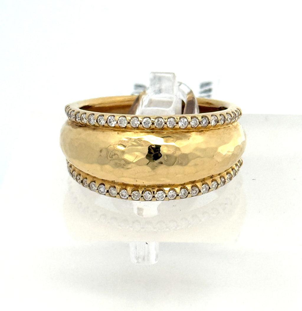 Ippolita 18k Classico Thin Goddess Hammered 0.25 CT Diamond Ring, 6.3gm, Size 7.25, S107694