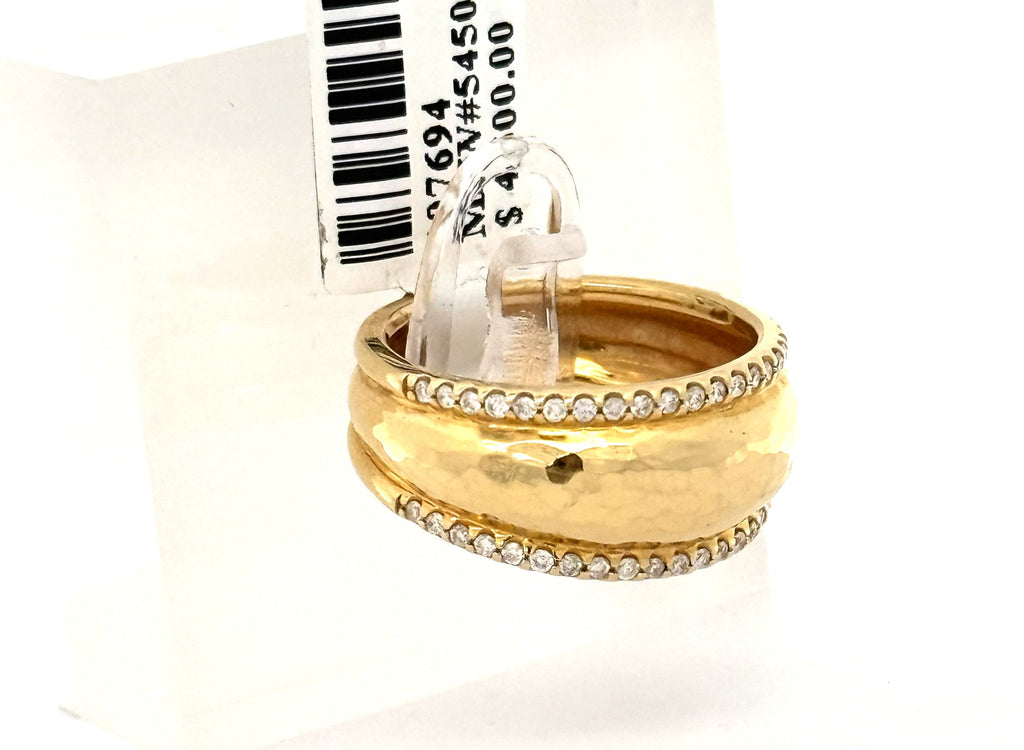 Ippolita 18k Classico Thin Goddess Hammered 0.25 CT Diamond Ring, 6.3gm, Size 7.25, S107694