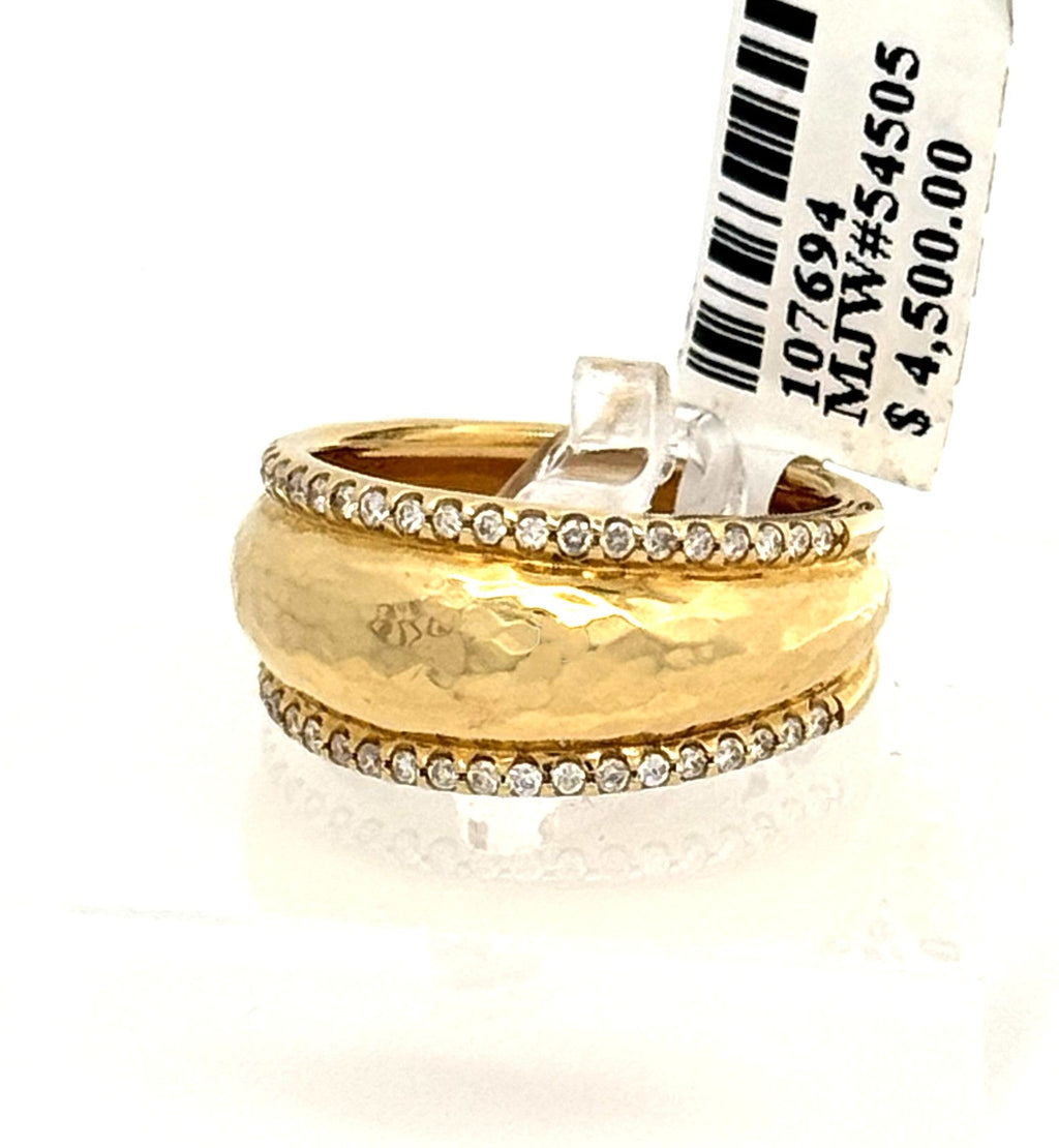 Ippolita 18k Classico Thin Goddess Hammered 0.25 CT Diamond Ring, 6.3gm, Size 7.25, S107694