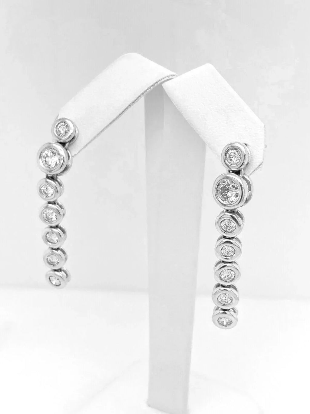 18k White Gold 4.00 CT/TW Diamond Ladies Bezel Earrings, 15.3 g, S12633