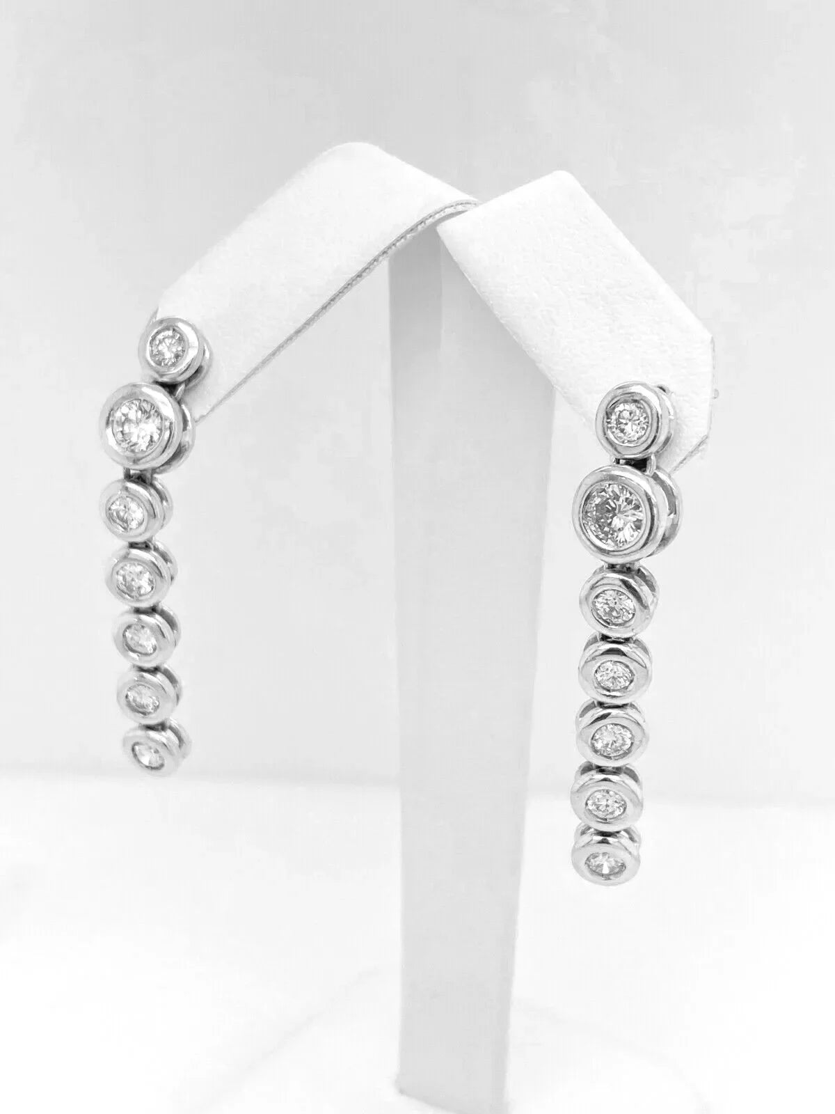 18k White Gold 4.00 CT/TW Diamond Ladies Bezel Earrings, 15.3 g, S12633