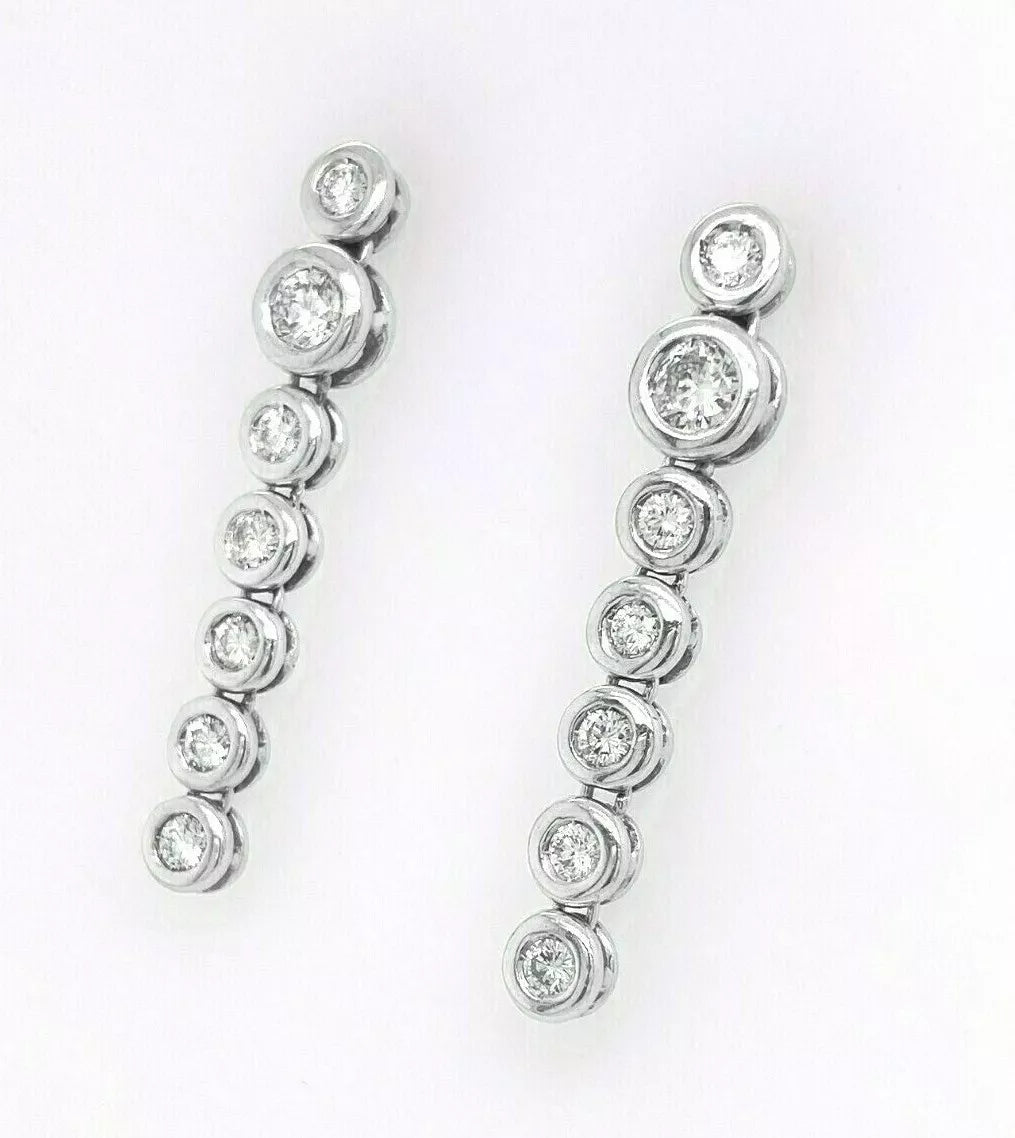18k White Gold 4.00 CT/TW Diamond Ladies Bezel Earrings, 15.3 g, S12633