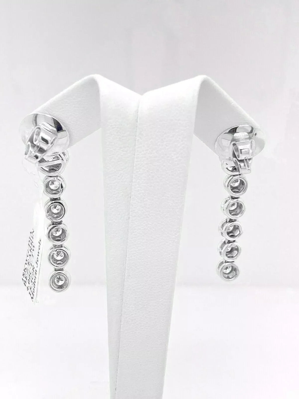 18k White Gold 4.00 CT/TW Diamond Ladies Bezel Earrings, 15.3 g, S12633