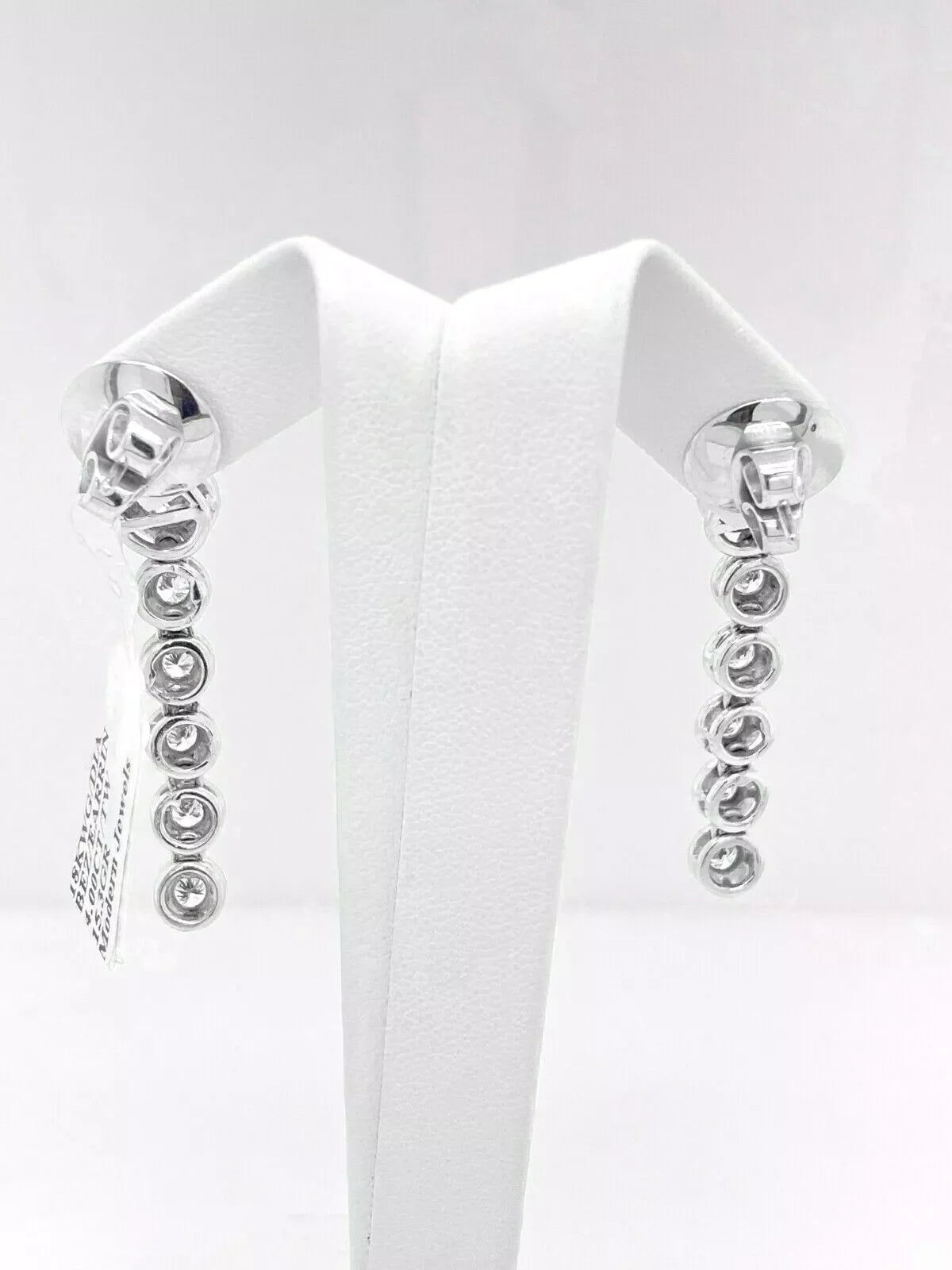 18k White Gold 4.00 CT/TW Diamond Ladies Bezel Earrings, 15.3 g, S12633