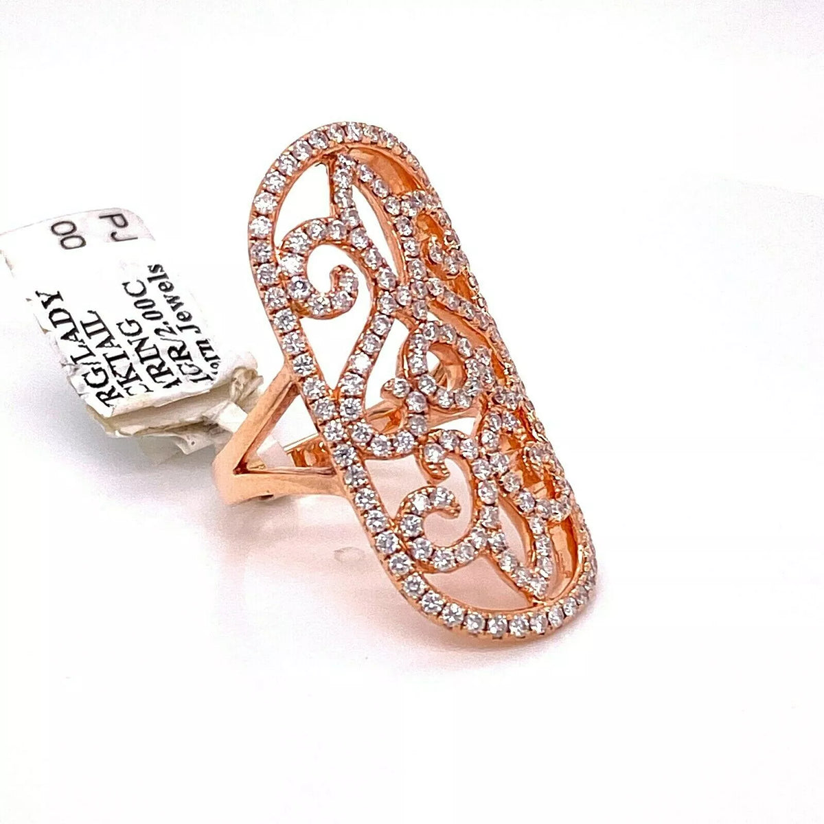 14k Rose Gold 1.50 CT Diamond Cocktail Ladies Ring, 10.1gm, Size 6.75, S12697