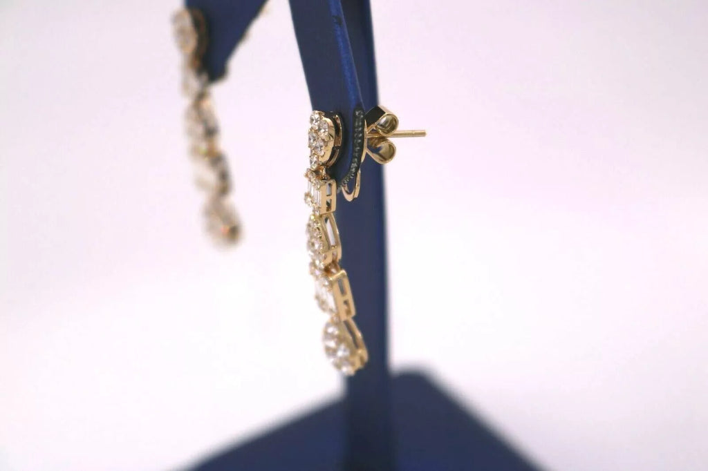 18K Yellow Gold 4.00 CT Diamond Dangling Earrings, 6.2gm, S14249