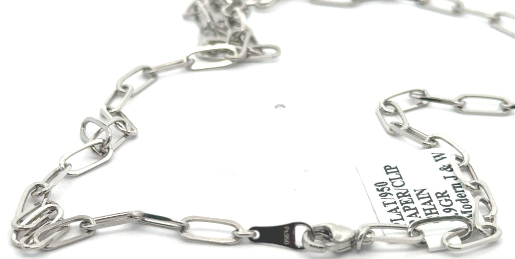 Platinum 950 Paper Clip Style Necklace - 9.9g Length - 18", S108160