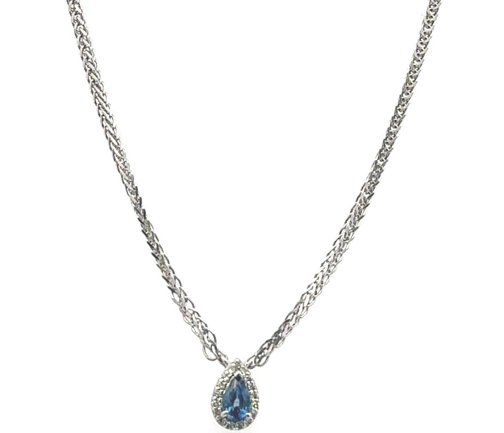Platinum 950 Necklace with Sapphires & Diamonds 6.0g Length - 18", S108172