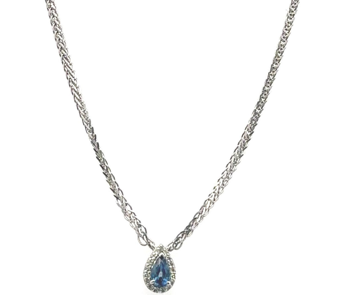 Platinum 950 Necklace with Sapphires & Diamonds 6.0g Length - 18", S108172