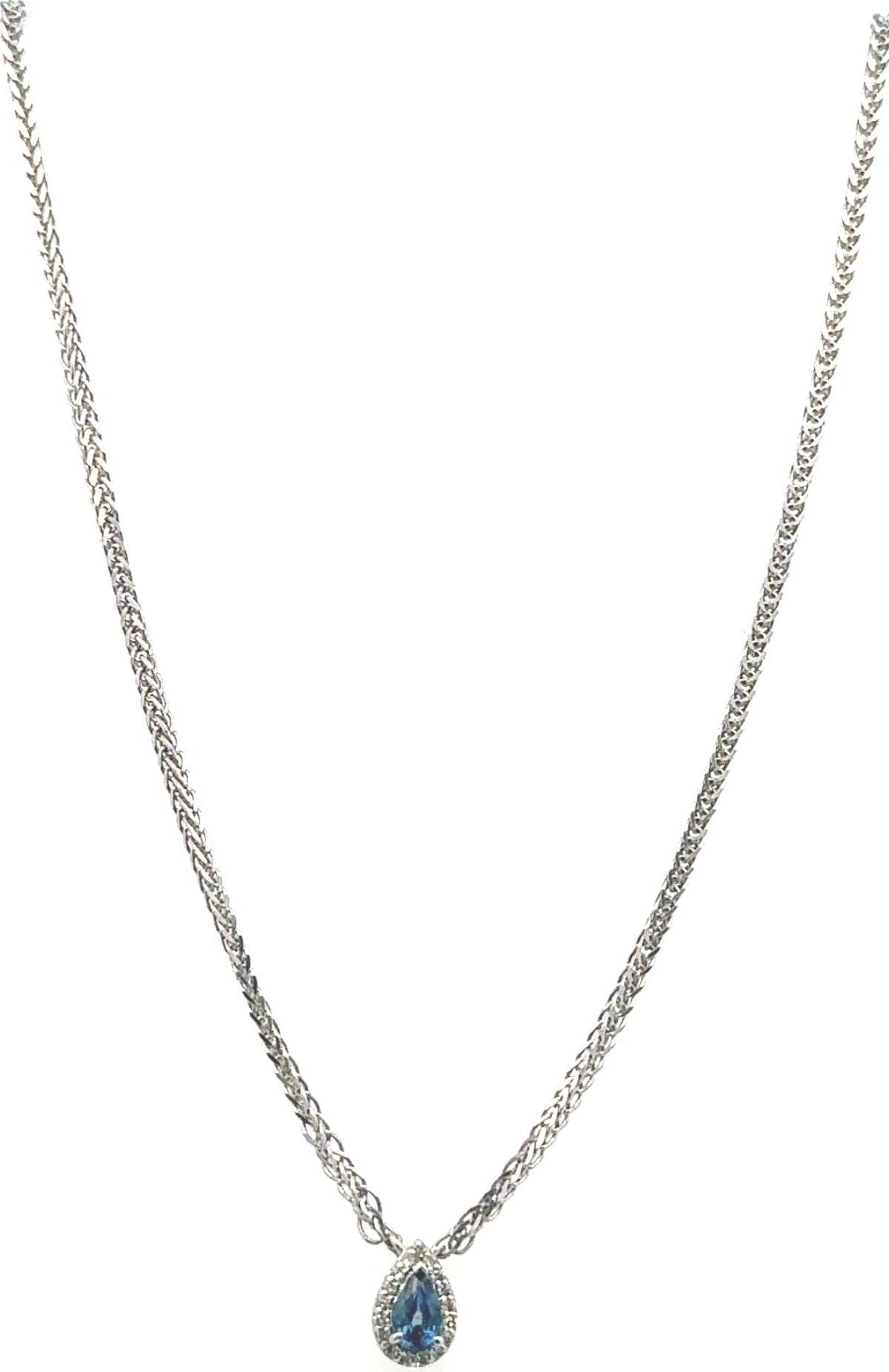 Platinum 950 Necklace with Sapphires & Diamonds 6.0g Length - 18", S108172