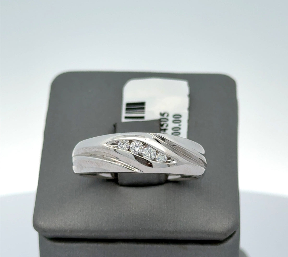 14k White Gold 0.25 CT Diamond Men's Wedding Band, 7.5g, Size 10.5, S14423