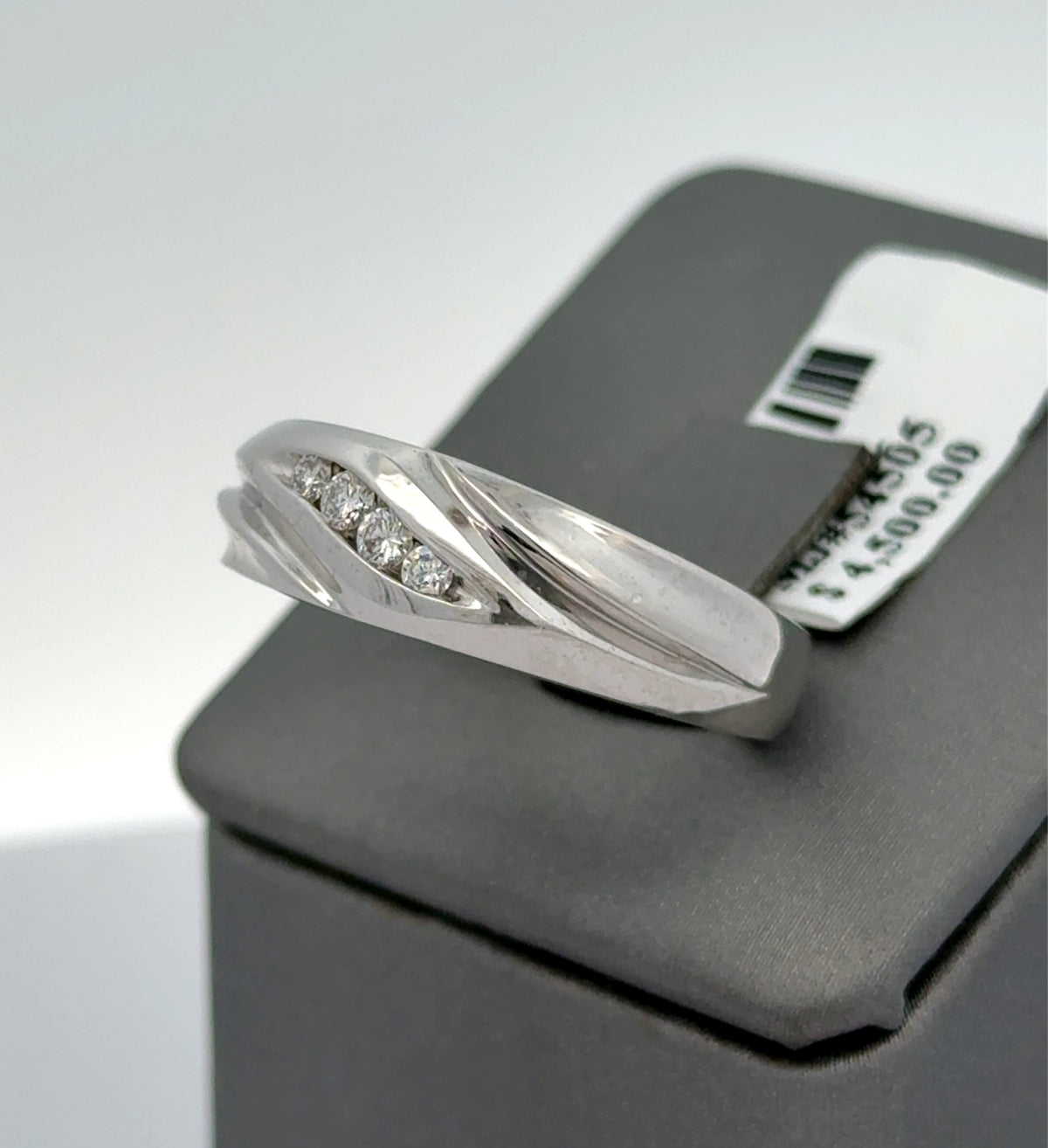 14k White Gold 0.25 CT Diamond Men's Wedding Band, 7.5g, Size 10.5, S14423