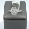 18k White Gold 1.75 CT Oval Diamond Halo Engagement Ring, 5.6g,Size 6,5. S107724