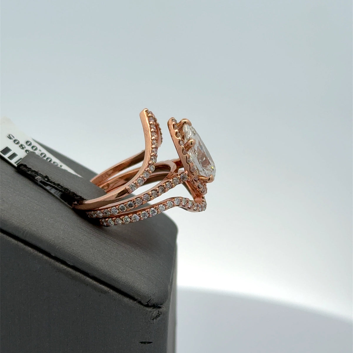 14k Rose Gold 3.0 CT Diamond Halo Engagement Ring Set, 5.8gm, Size 3.75, S107727