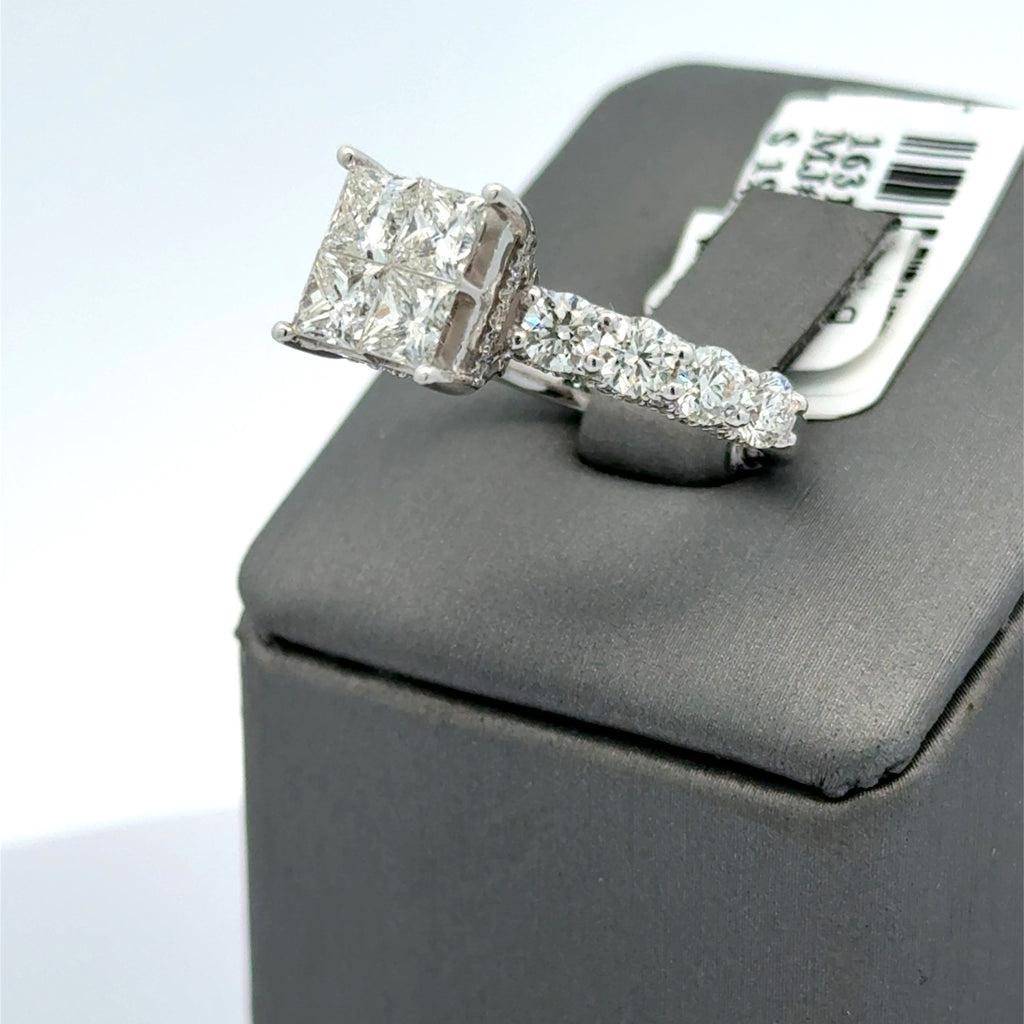 14k White Gold 2.75 CT Diamond Princess Engagement Ring, 4.8g, Size 7, S16315