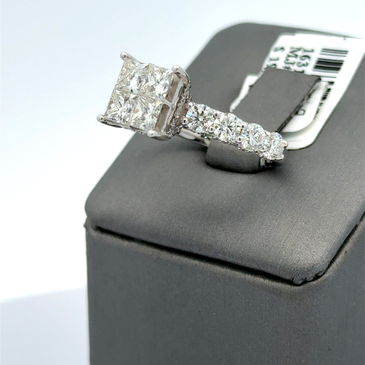 14k White Gold 2.75 CT Diamond Princess Engagement Ring, 4.8g, Size 7, S16315