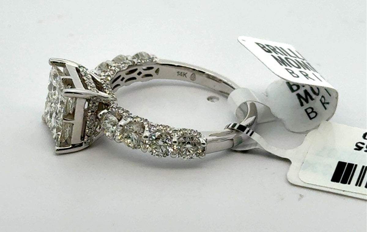 14k White Gold 2.75 CT Diamond Princess Engagement Ring, 4.8g, Size 7, S16315