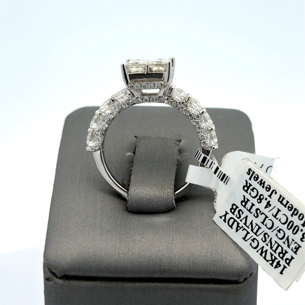 14k White Gold 2.75 CT Diamond Princess Engagement Ring, 4.8g, Size 7, S16315