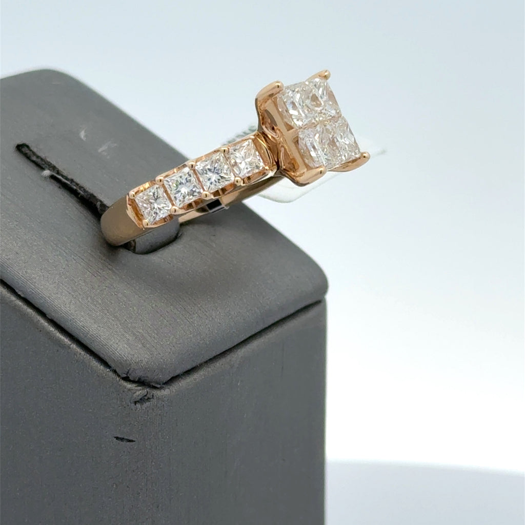 14k Yellow Gold 3.50 CT Diamond Princess Engagement Ring, 6.7g, Size 7, S16352
